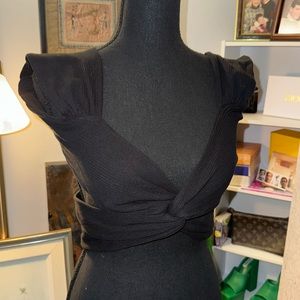 SHEIN Black Open Back Crop Top Size L